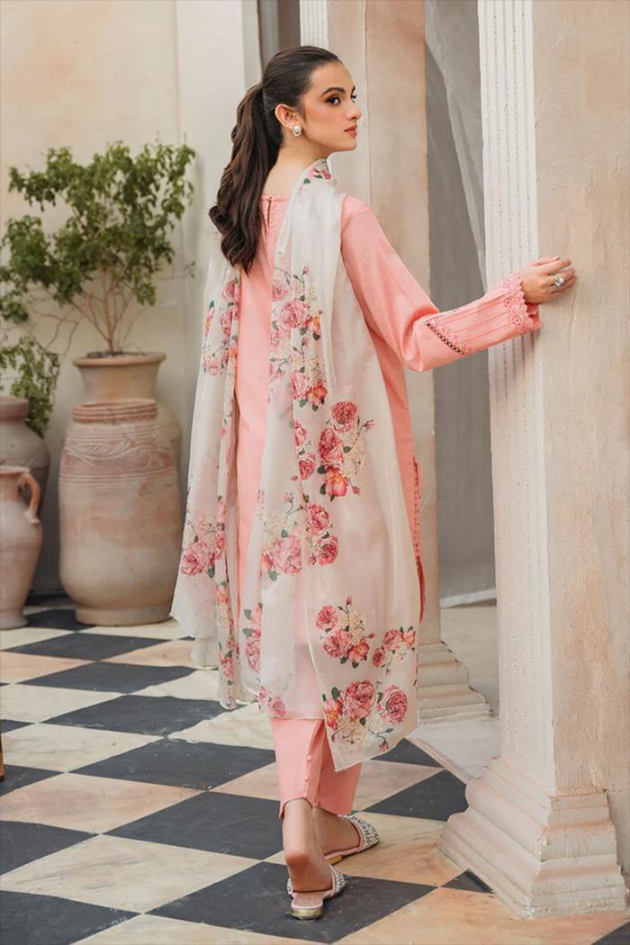 Pink Embroidered Dhanak