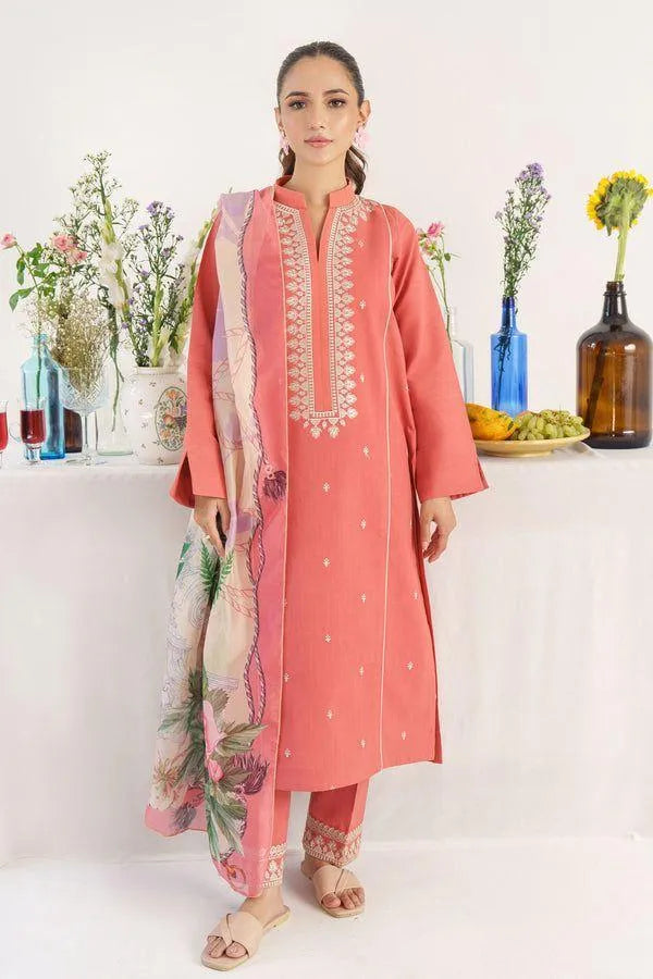 Pink Embroidered Dhanak