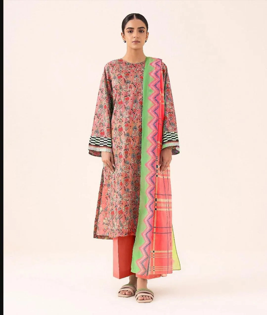 Pink Linen Printed