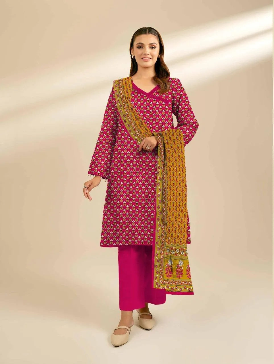 Pink Linen Printed