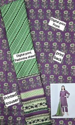 Purple Permimum Printed Dhanak
