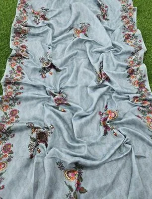 Turquoise Permimum Printed Dhanak