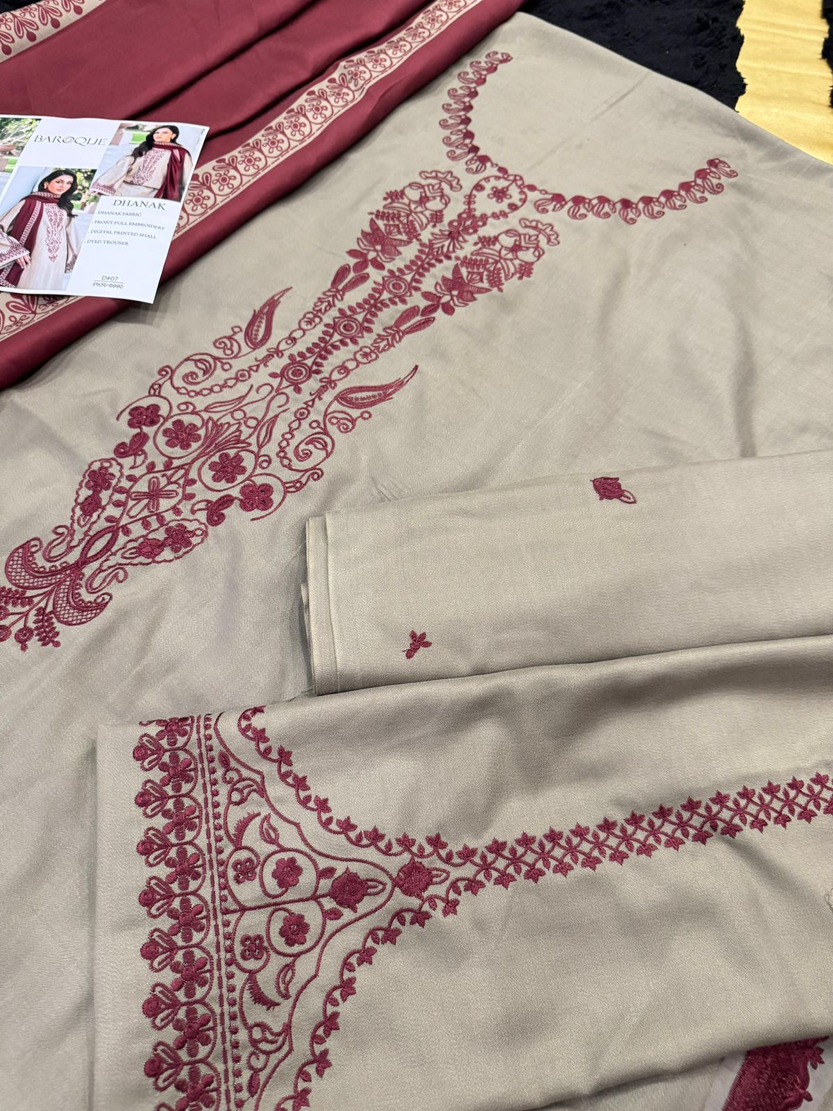 Ivory Embroidered Dhanak