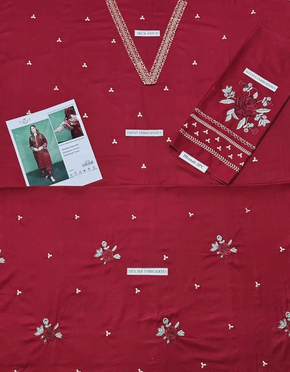 Maroon Embroidered Dhanak