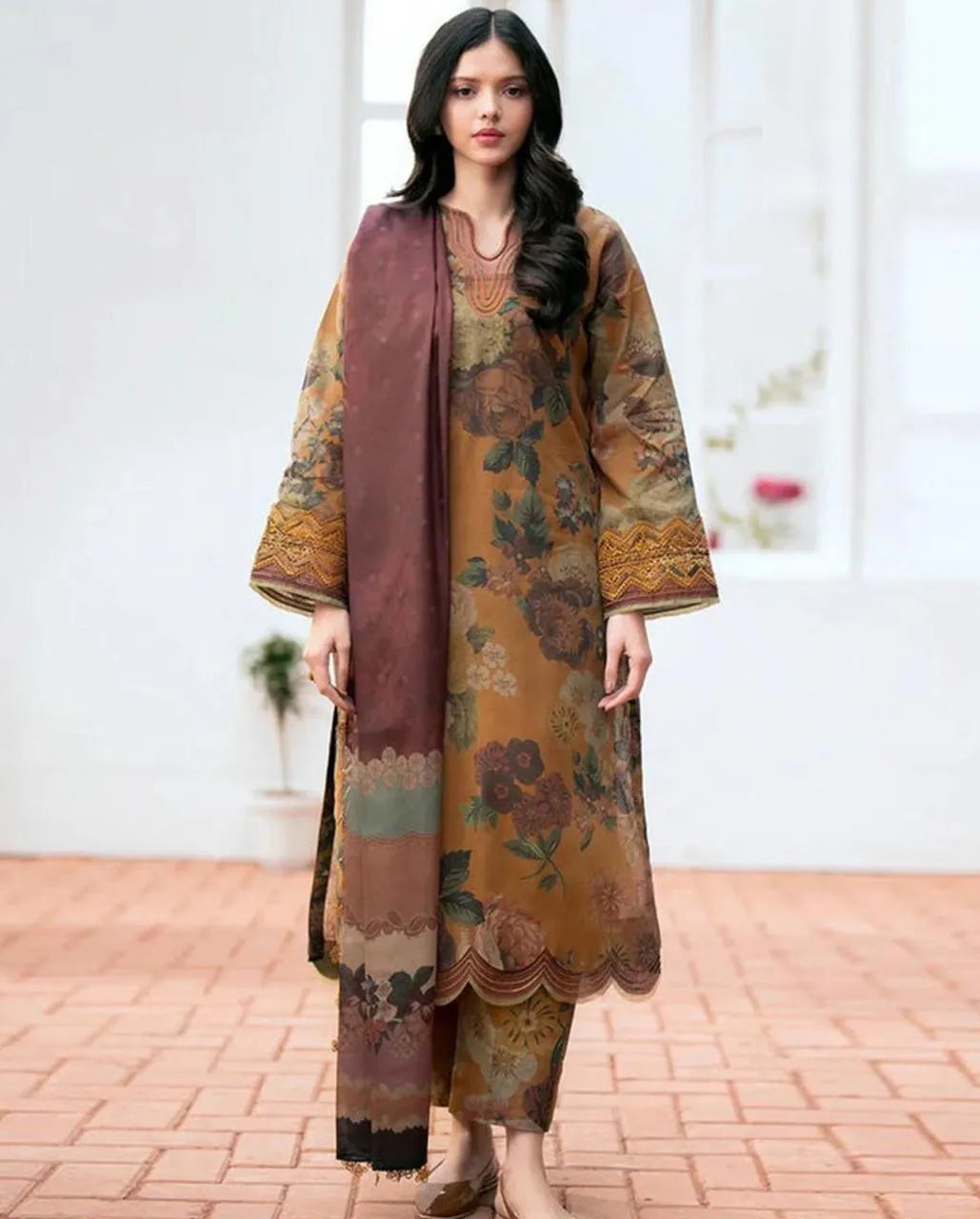 Brown Digital Printed Karandi