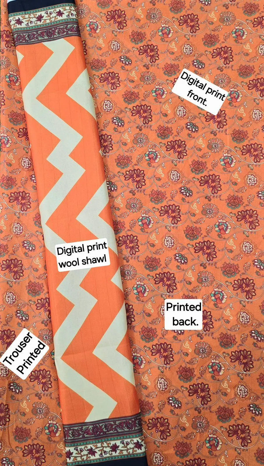 Orange Digital Printed Karandi