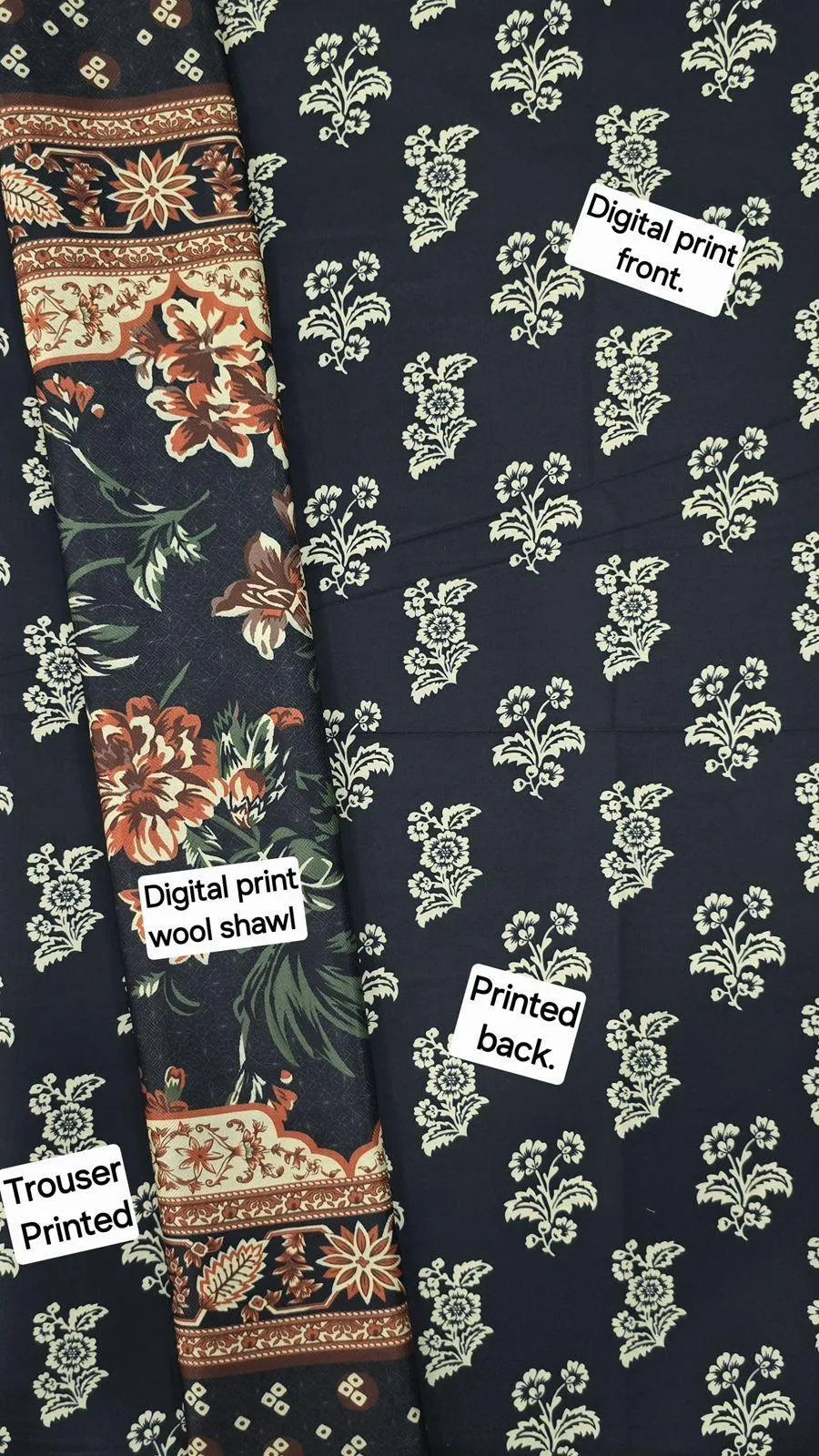 Black Digital Printed Karandi