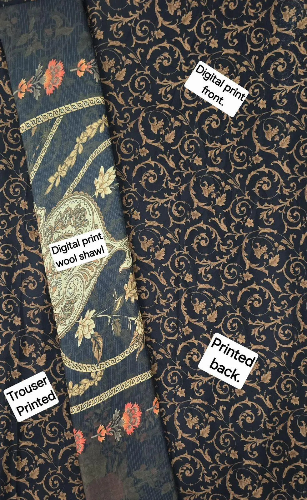 Black Digital Printed Karandi