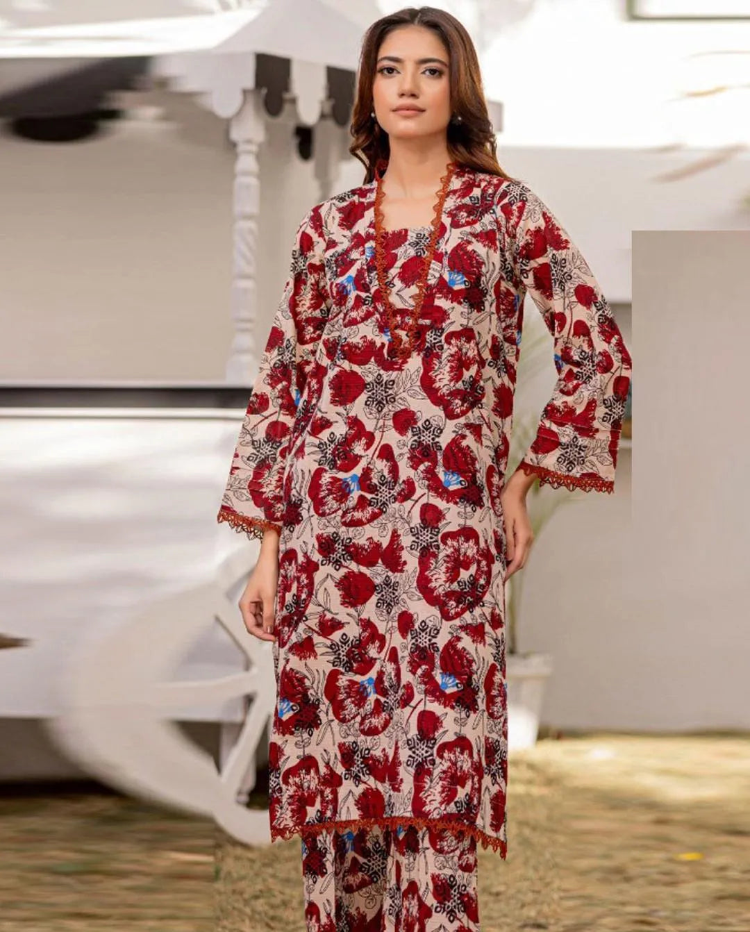 Beige Digital Printed Karandi