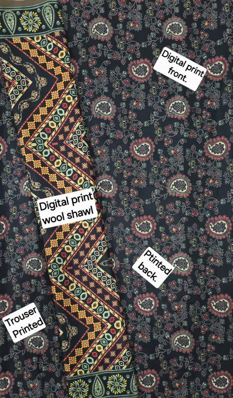 Black Digital Printed Karandi