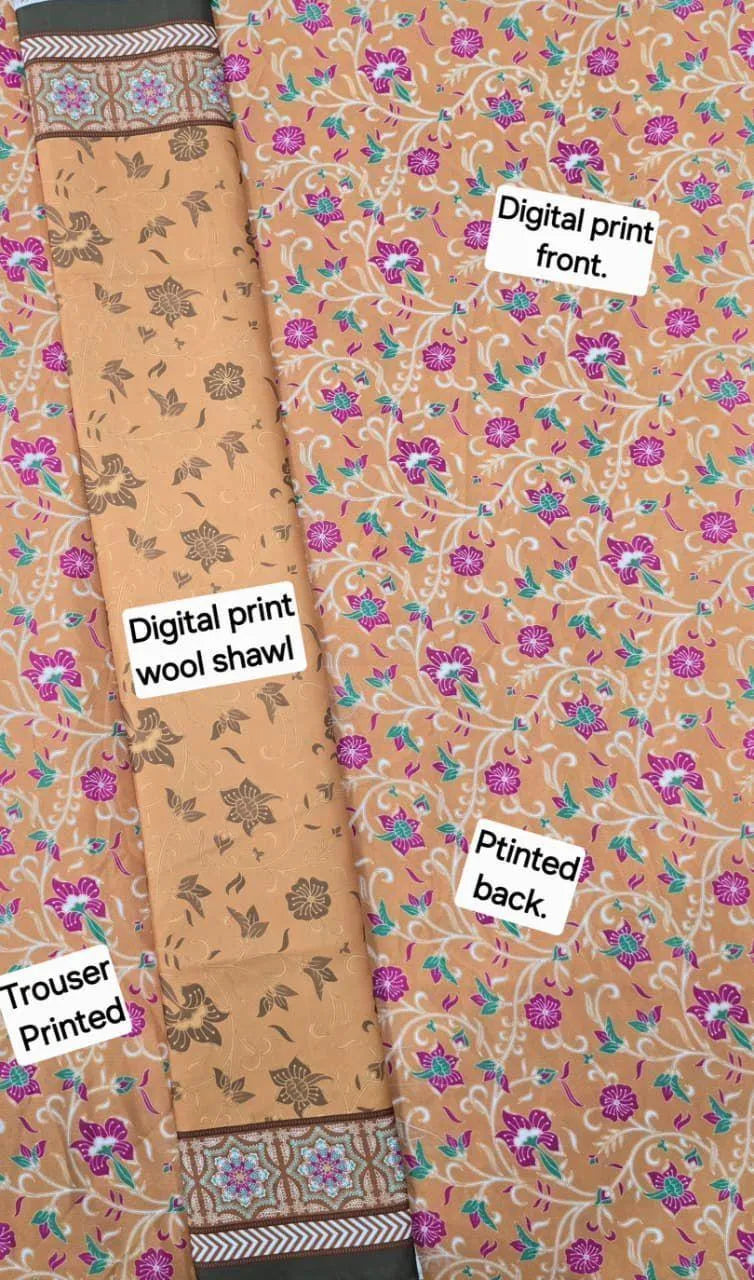 Orange Digital Printed Karandi