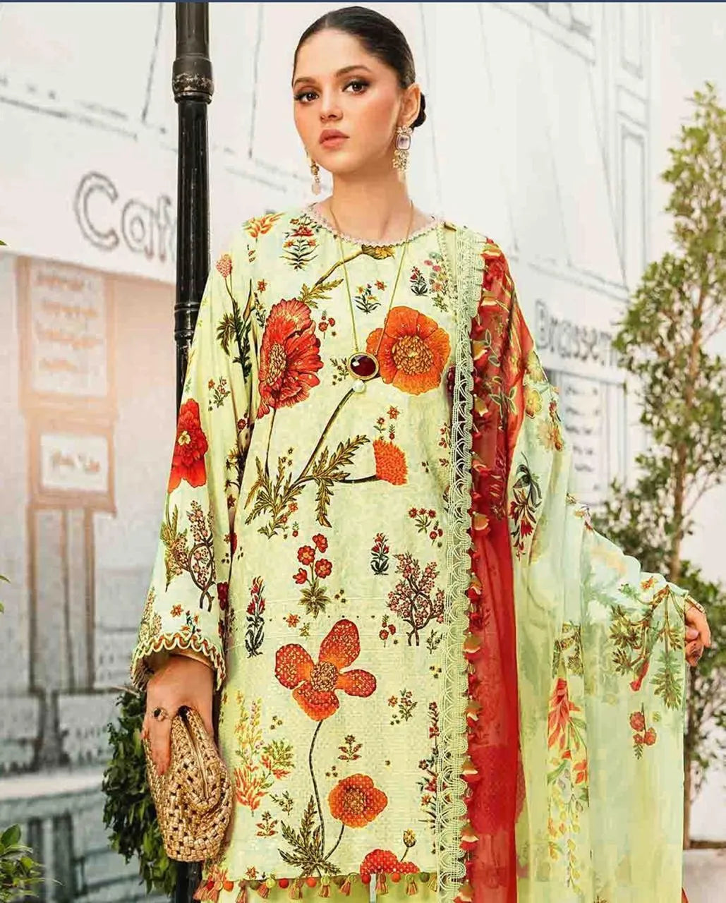 Beige Digital Printed Karandi