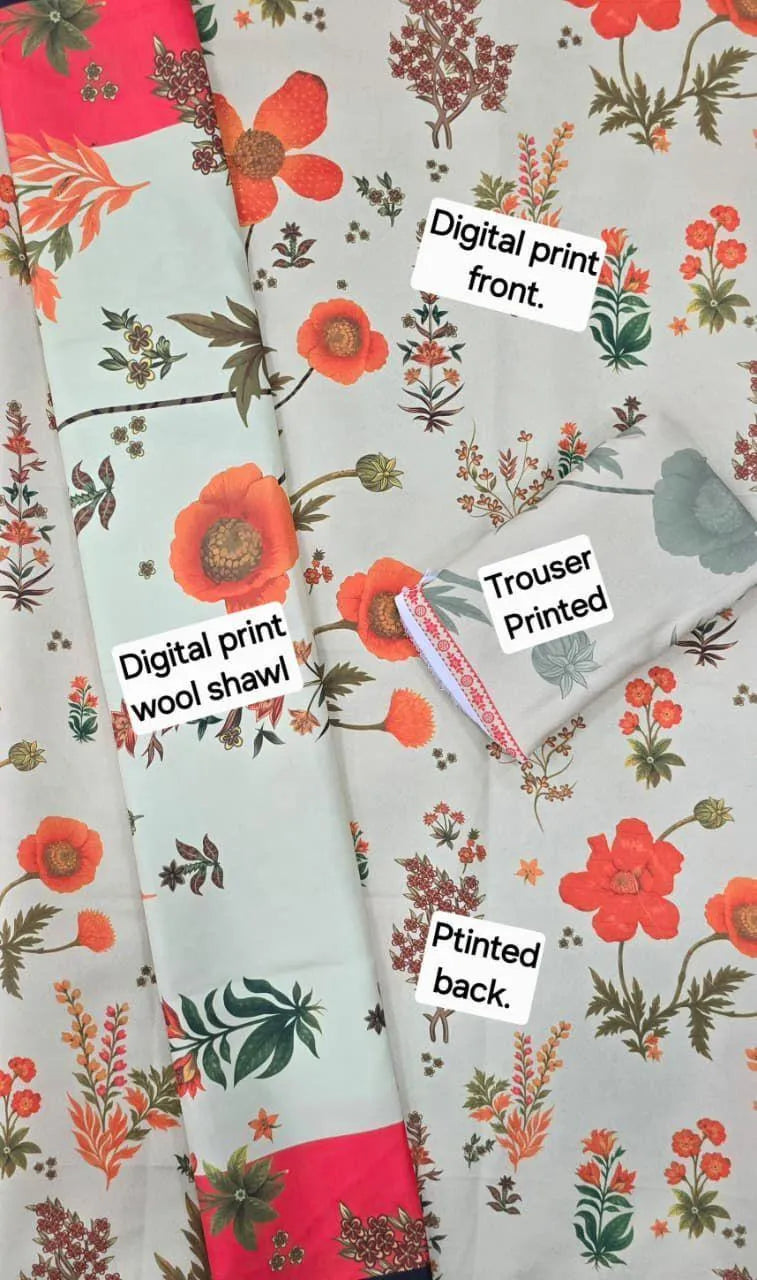 Beige Digital Printed Karandi