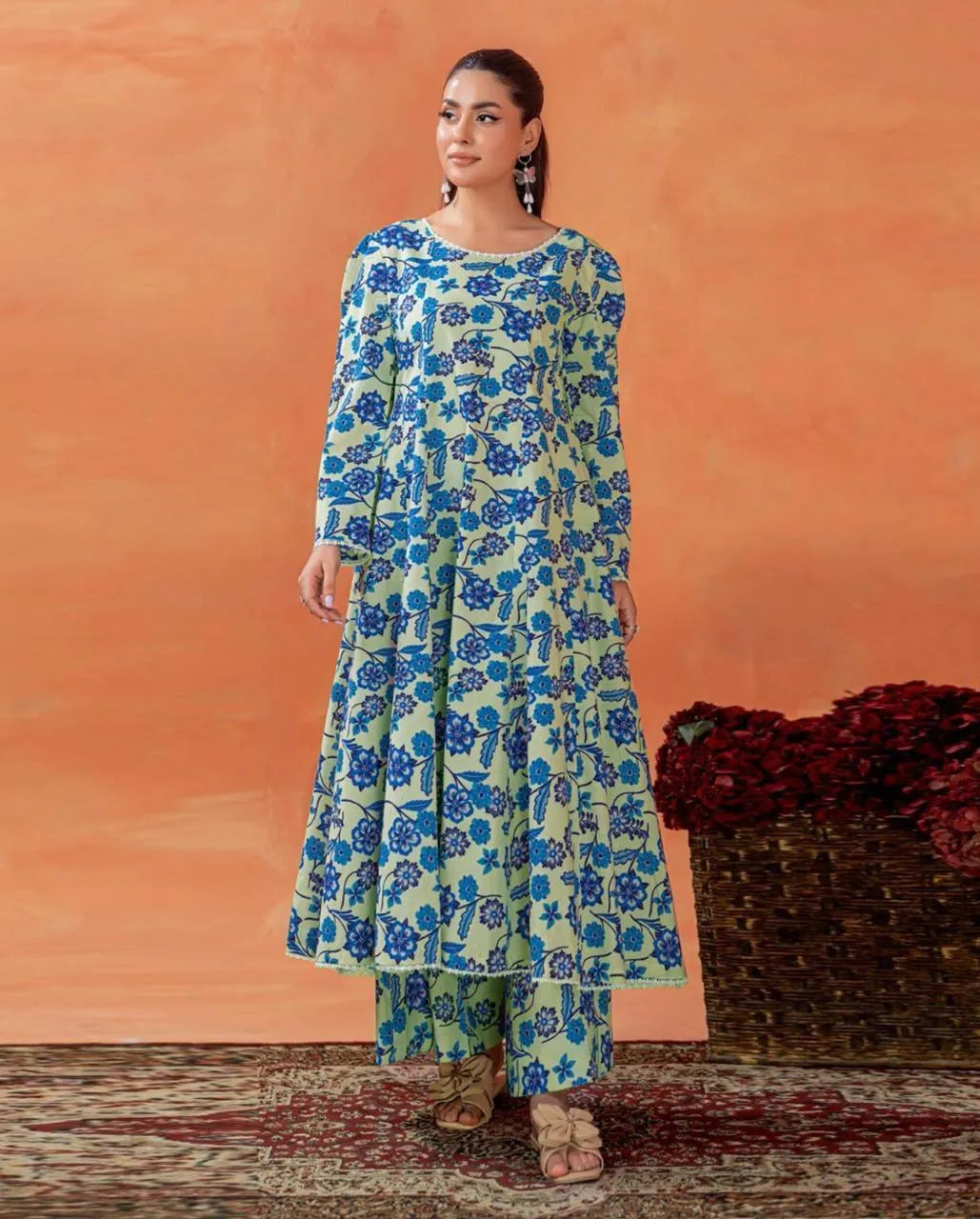 Blue Digital Printed Karandi