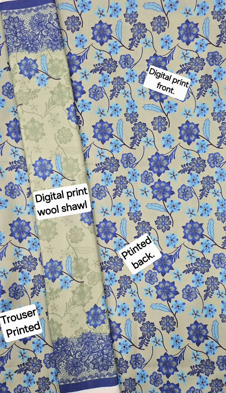 Blue Digital Printed Karandi