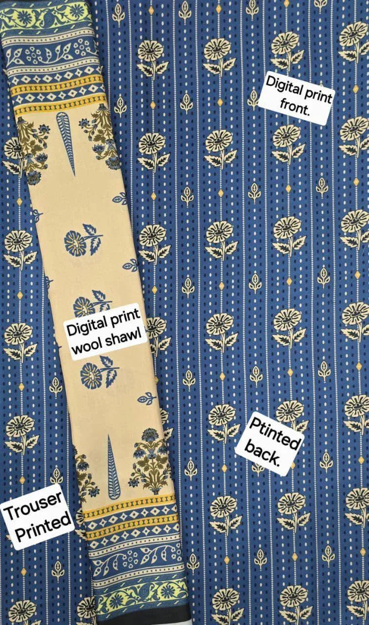 Blue Digital Printed Karandi