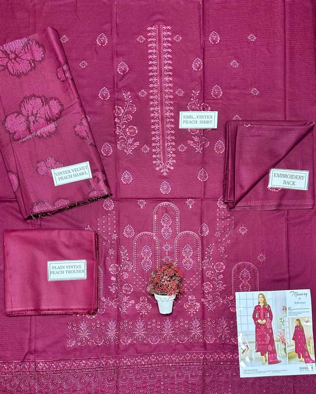 Purple Plain Embroidered