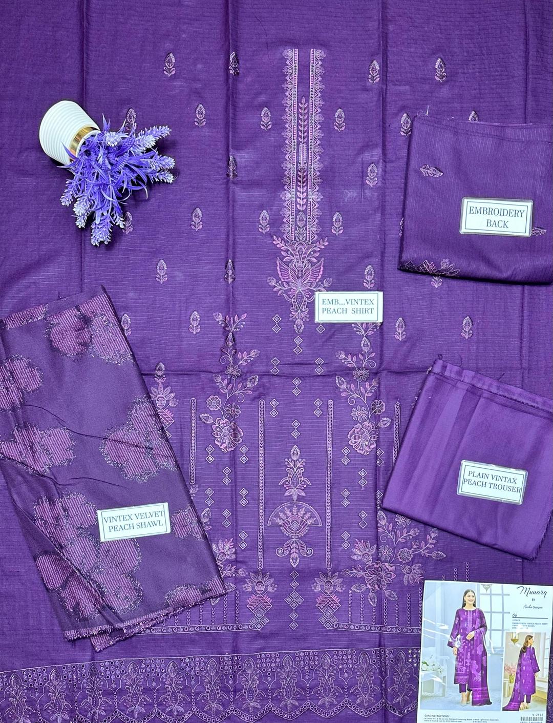 Purple Plain Embroidered
