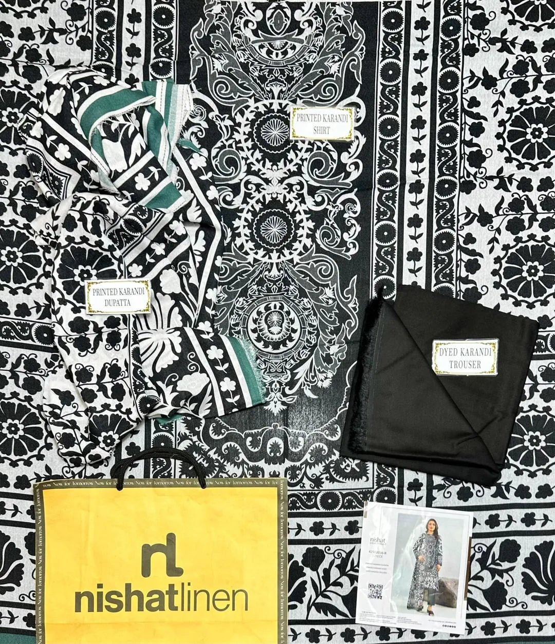 Black Digital Printed Karandi