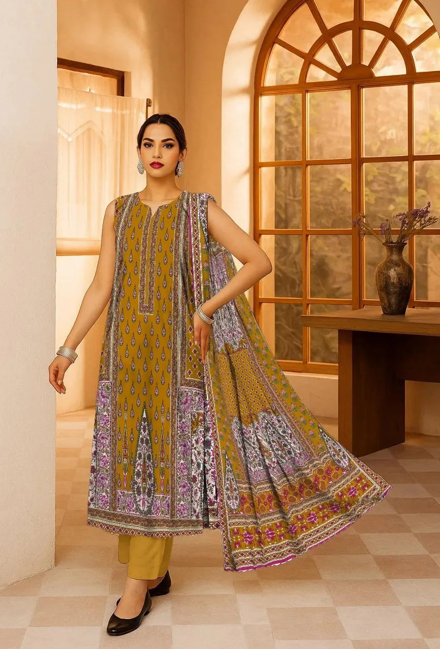 Golden Digital Printed Karandi