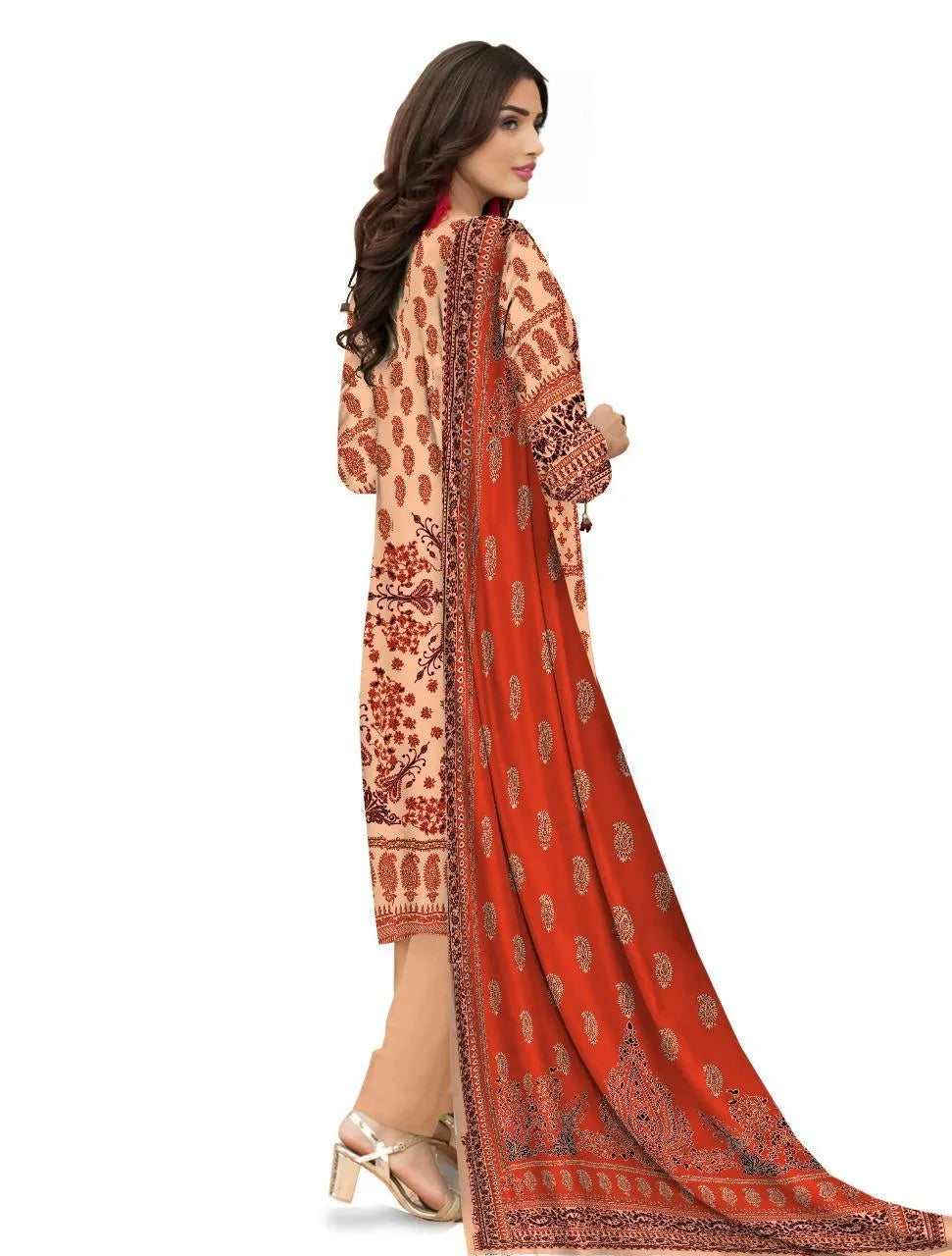 Peach Digital Printed Karandi