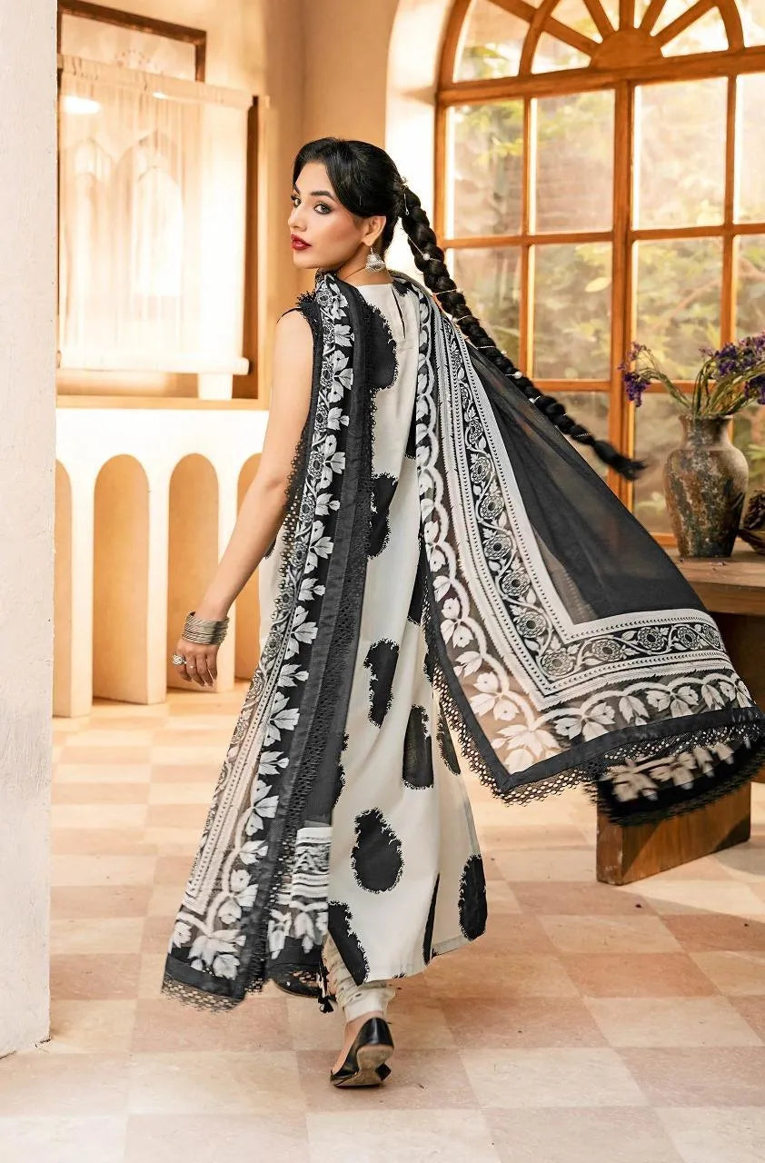 Off White Digital Printed Karandi