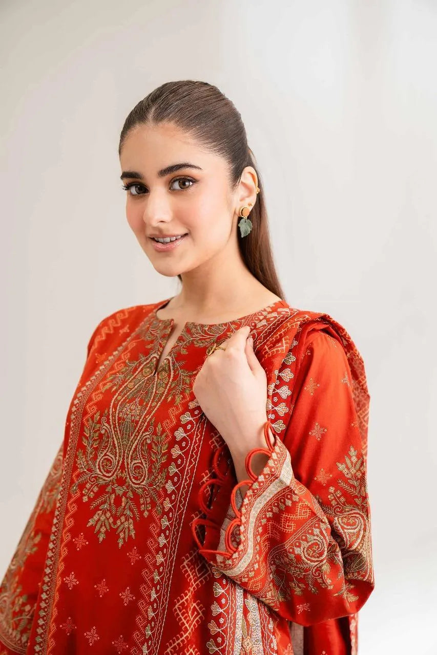 Orange Digital Printed Karandi