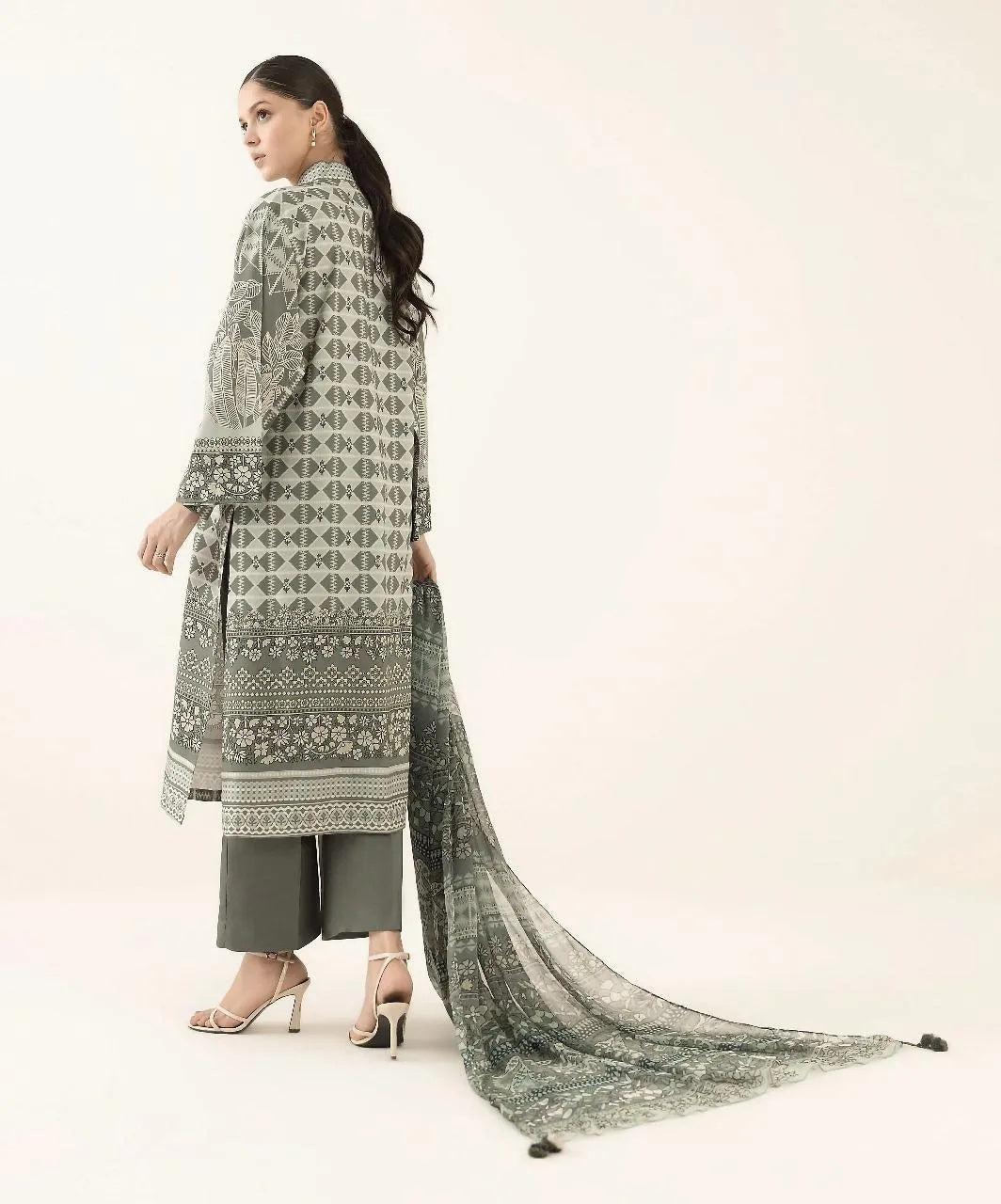 Grey Linen Printed